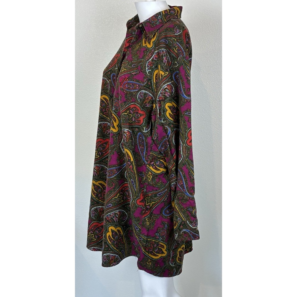 Ralph Lauren Cotton Flannel Pjs Night Shirt Pink Paisley Sleepshirt Nightie L - Picture 5 of 16